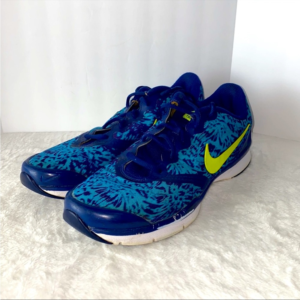 NIKE Blue/Lime Green/Navy Blue Tie Dye Trainers, Size 11